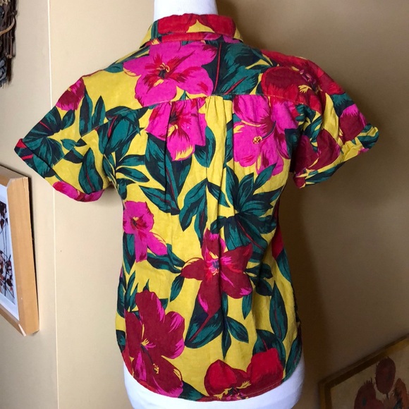 SP FOR CYNTHIA sz Small P Vibrant Floral Hawaiian Print Linen Breathable $89 NEW - Picture 4 of 8